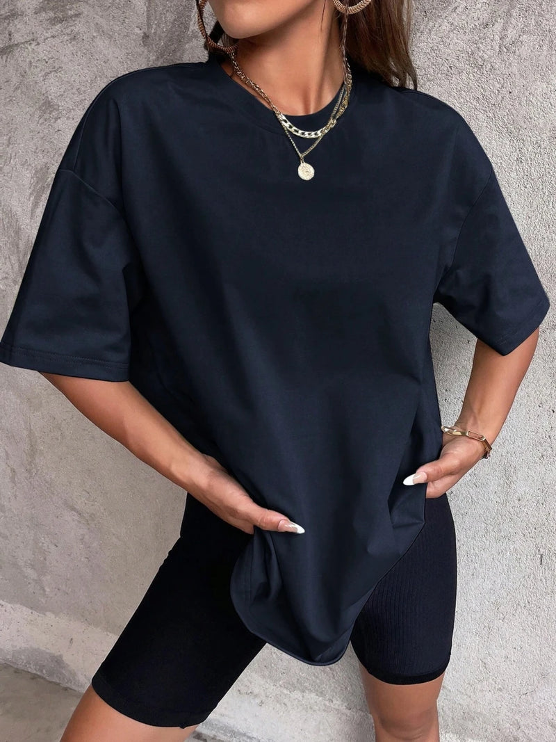 Cotton Solid Color Summer T Shirt Female Street Hip Hop T-shirts Cotton Casual Short Sleeve Comfortable Fashion Tee Tops