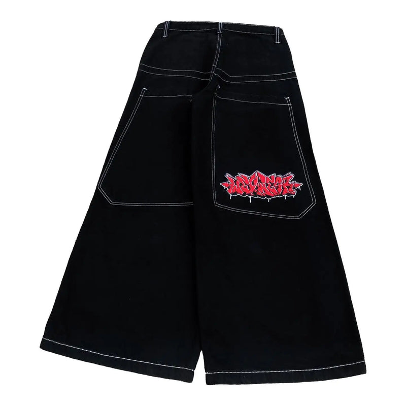 2024 New American Trend Retro Hip-hop Embroidery Pattern Baggy Jeans For Men And Women Y2K Harajuku Gothic Wide Pants Streetwear