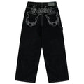 2024 New American Trend Retro Hip-hop Embroidery Pattern Baggy Jeans For Men And Women Y2K Harajuku Gothic Wide Pants Streetwear