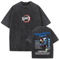 Washed Vintage Anime Demon Slayer Uzui Tengen Eyes Graphic T-shirt Men Women Casual 100% Cotton T-shirts Male Oversized T Shirt