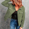 Women's Fashionable Solid Color Slim Fit Denim Jacket with Fleece Collar Warm Outerwear Coat Brand None Origin China