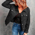 Women's Fashionable Solid Color Slim Fit Denim Jacket with Fleece Collar Warm Outerwear Coat Brand None Origin China