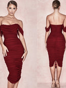 Red Summer One-Shoulder Midi Dress – Sexy & Elegant