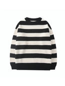 Autumn Winter Knitted Striped Sweater – Oversized Casual Pullover