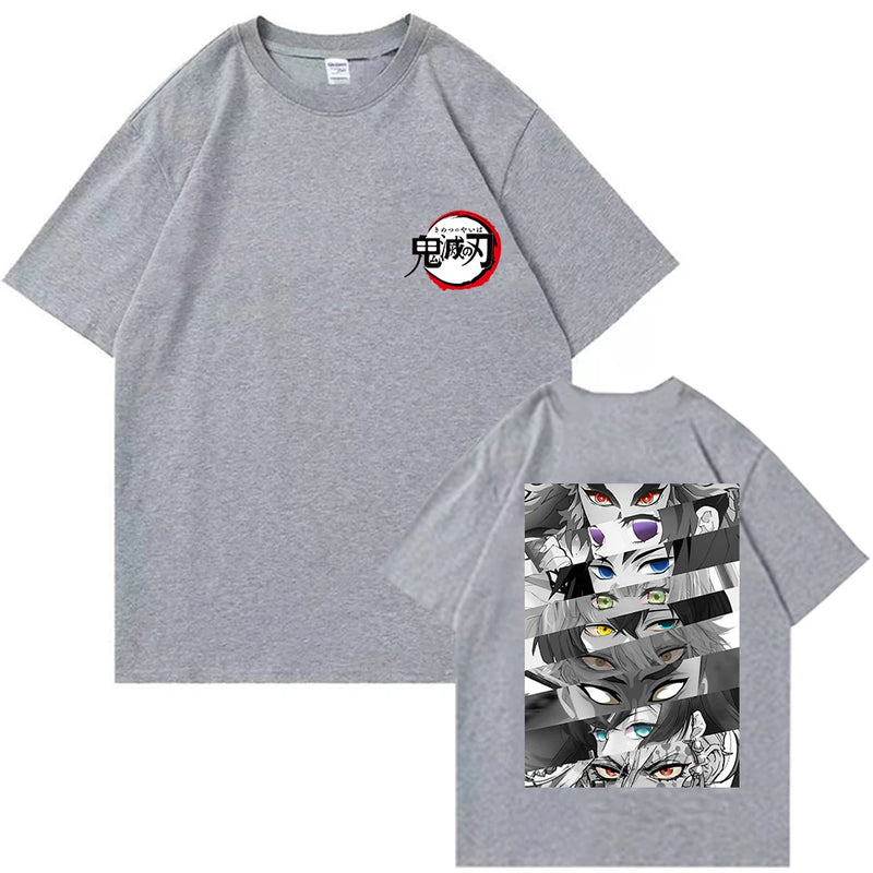 Summer Anime Demon Slayer Eyes T-shirt Harajuku O Neck Streetwear Tops
