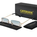 CATERSIDE Blue Rectangular Sunglasses – Unisex Fashion Eyewear