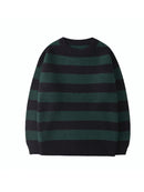 Autumn Winter Knitted Striped Sweater – Oversized Casual Pullover