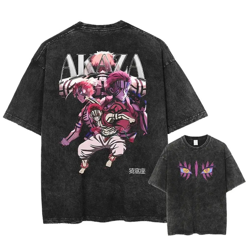 New Arrival Mens Clothes Tee Shirt Homme Graphic T-Shirts Men Tshirt Demon Slayer Uzui Tengen Anime Vintage Washed 61342