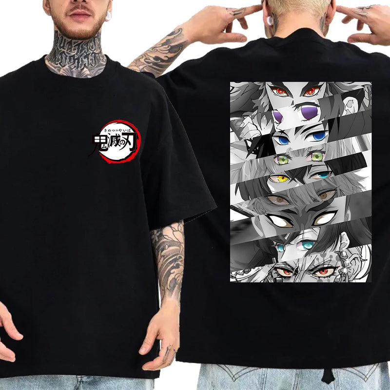 Summer Anime Demon Slayer Eyes T-shirt Harajuku O Neck Streetwear Tops