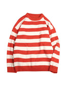 Autumn Winter Knitted Striped Sweater – Oversized Casual Pullover