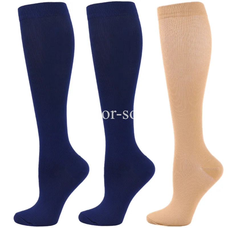 3Pairs Compression Socks Knee High Varicose Veins Stockings Men Women Sport Socks Anti Fatigue Pain Relief Compression Stockings