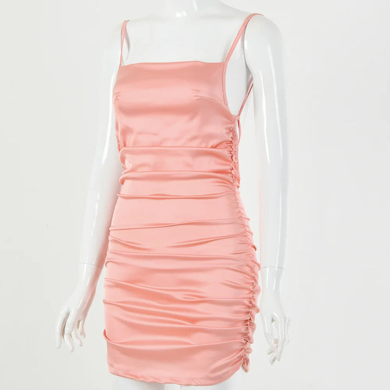 New Fashion Woman Spring Summer Sexy Low Cut Backless Slip Dress Office Lady Wrap Hip Mini Skirt Nightclub Clothes Gift Dr232