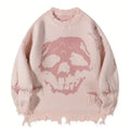 Y2K Skull Jacquard Knitted Sweater – Vintage Streetwear Chic