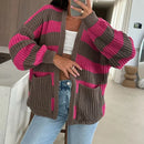 Striped V-Neck Knitted Cardigan – Cozy Autumn & Winter Sweater
