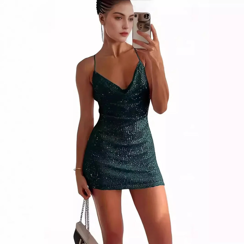 New style sexy girl halter dress pure color hip skirt