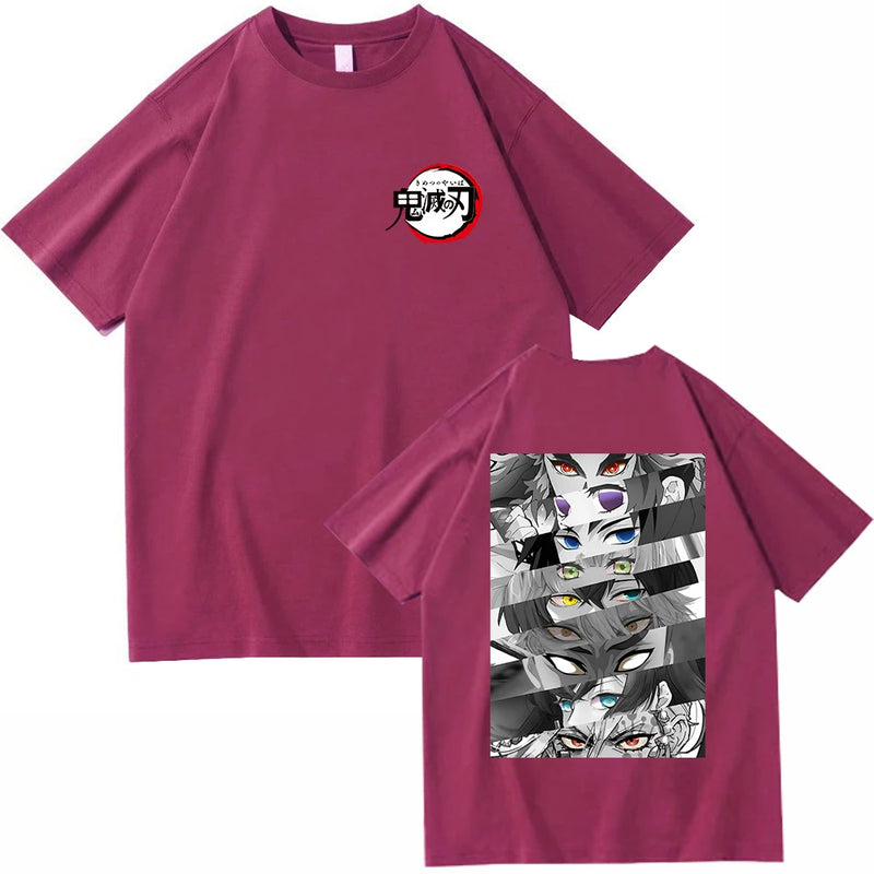 Summer Anime Demon Slayer Eyes T-shirt Harajuku O Neck Streetwear Tops