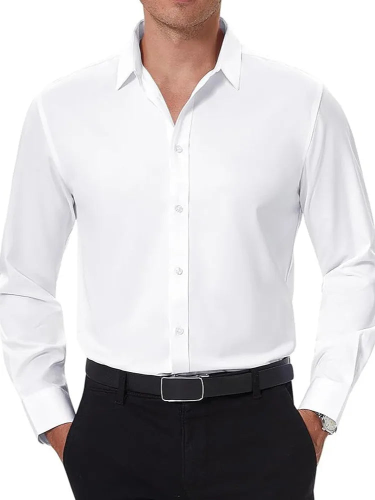 Top Selling Men's Dress Shirt Long Sleeve Autumn Without Pocket Casual Business Social No ironing Stretch Office Party Wedding
