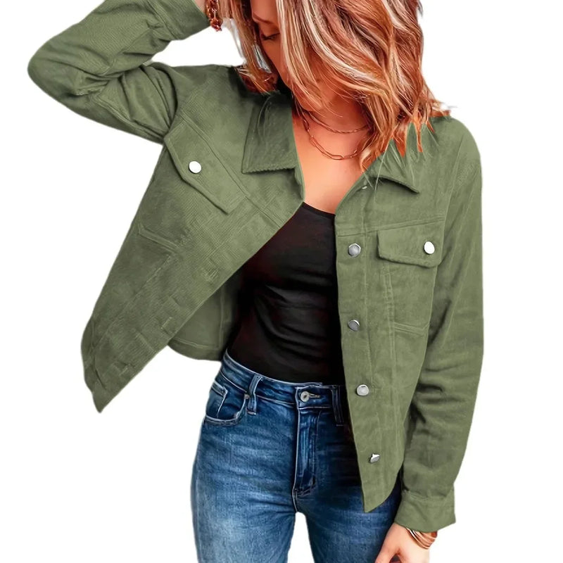 Women's Fashionable Solid Color Slim Fit Denim Jacket with Fleece Collar Warm Outerwear Coat Brand None Origin China