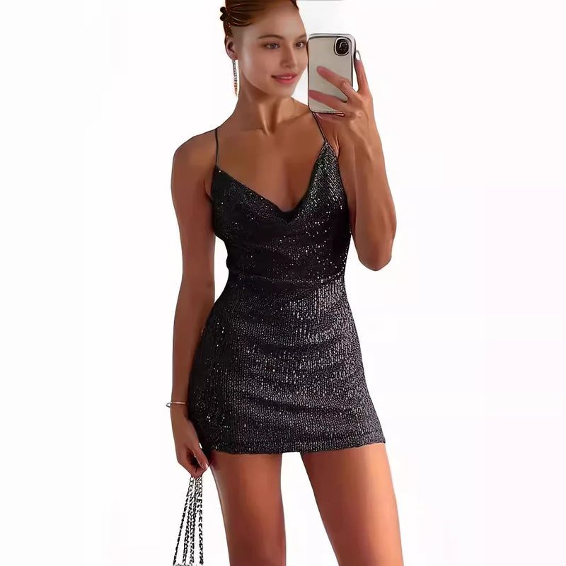 New style sexy girl halter dress pure color hip skirt