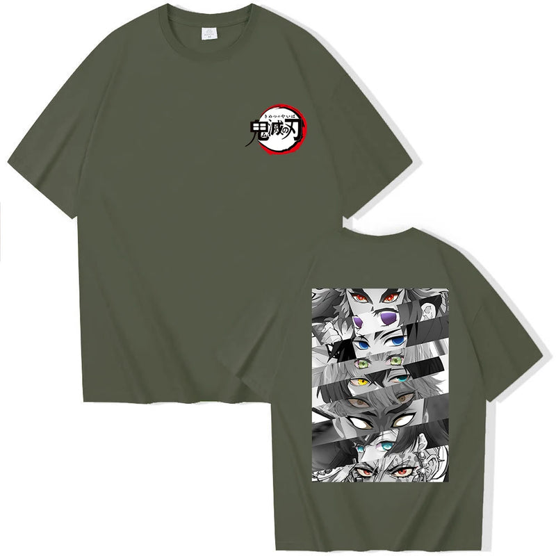 Summer Anime Demon Slayer Eyes T-shirt Harajuku O Neck Streetwear Tops