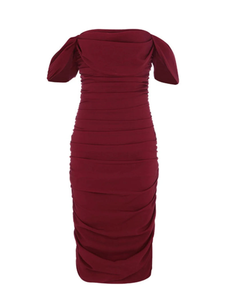 Red Summer One-Shoulder Midi Dress – Sexy & Elegant