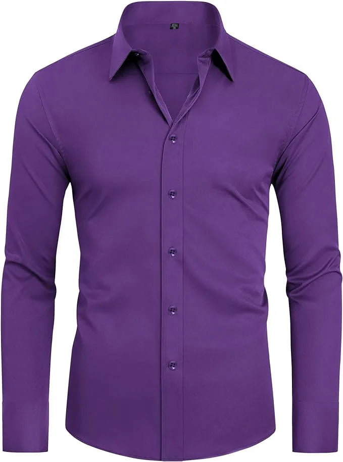 Top Selling Men's Dress Shirt Long Sleeve Autumn Without Pocket Casual Business Social No ironing Stretch Office Party Wedding