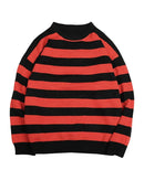 Autumn Winter Knitted Striped Sweater – Oversized Casual Pullover