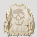 Y2K Skull Jacquard Knitted Sweater – Vintage Streetwear Chic