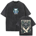 Washed Vintage Anime Demon Slayer Uzui Tengen Eyes Graphic T-shirt Men Women Casual 100% Cotton T-shirts Male Oversized T Shirt