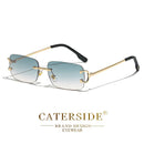 CATERSIDE Blue Rectangular Sunglasses – Unisex Fashion Eyewear