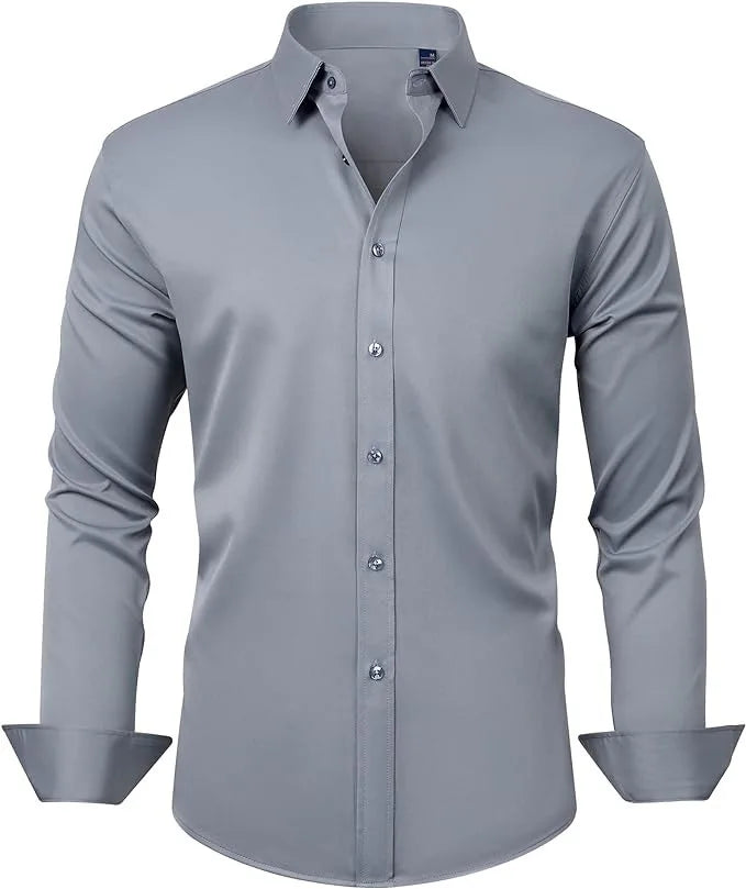 Top Selling Men's Dress Shirt Long Sleeve Autumn Without Pocket Casual Business Social No ironing Stretch Office Party Wedding