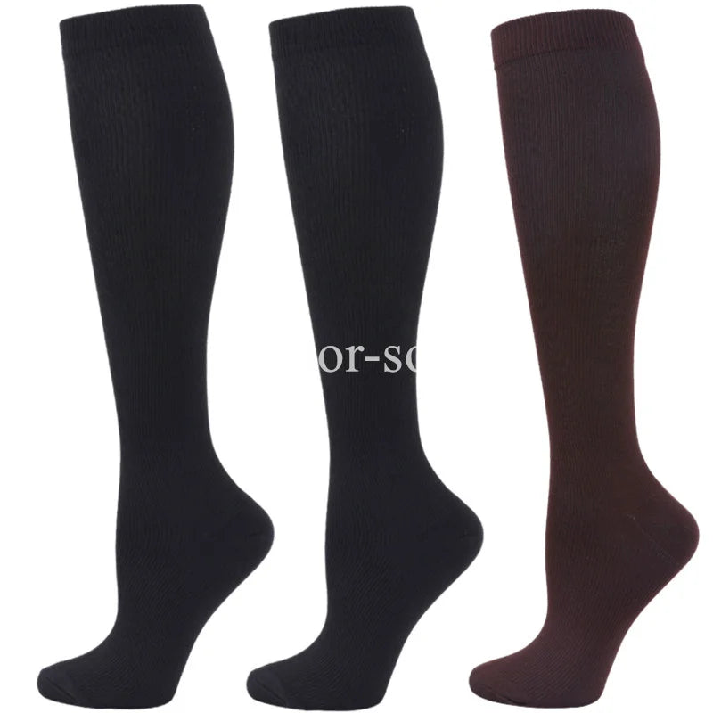 3Pairs Compression Socks Knee High Varicose Veins Stockings Men Women Sport Socks Anti Fatigue Pain Relief Compression Stockings