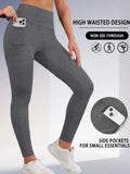 Super Soft Sports Leggings With Pockets For Women High Waisted Workout Yoga Running Push Up Gym Fitness Tight Pants Women's